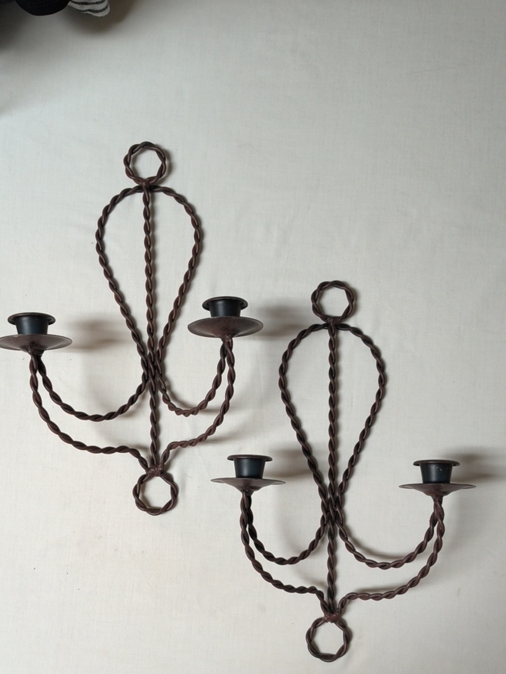 Rustic Twisted Metal Wall Candle Sconces - Brown (Pair) Western Cowboy